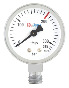 CYLINDER PRESSURE GAUGE CO2 ARGON MINI 315 BAR 