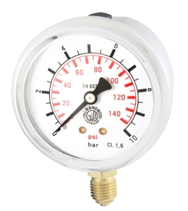 RADIAL PRESSURE GAUGE 1/4" 63MM 10BAR GLYCERINE