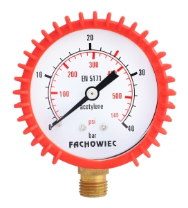 ACETYLENE CYLINDER PRESSURE GAUGE 0-40 BAR